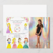 Jolie Princesses Invitation Anniversaire Avec Phot (Devant / Derrière)