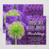 Jolie Purple et Green Flower Wedding Invitations (Devant / Derrière)