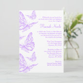 Jolie Purple Papillon Bat mitzvah Invitations (Debout devant)