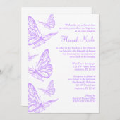Jolie Purple Papillon Bat mitzvah Invitations (Devant / Derrière)