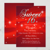 Jolie Red Sparkle Sweet sixteen Invitation (Devant / Derrière)