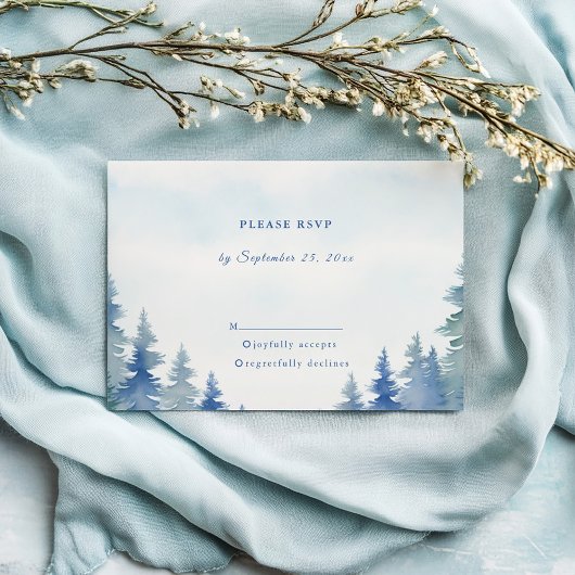 Jolie réponse rsvp de mariage des pins d'hiver