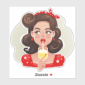 Jolie Retro Girl Cocktail Stickers Vinyl (Feuille)