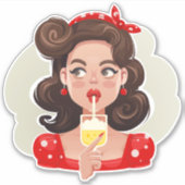 Jolie Retro Girl Cocktail Stickers Vinyl (Devant)