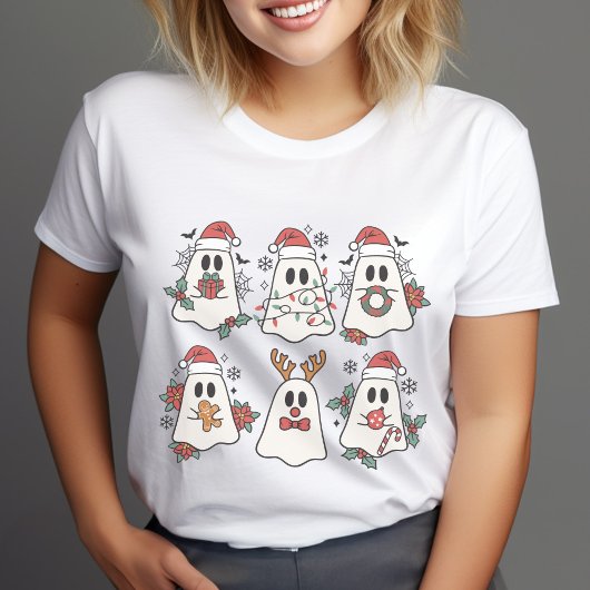 Jolie Rétro Halloween et Noël Fantômes T-shirt