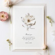 Jolie Rose blanche Élégante Carte de remerciements