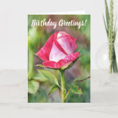 Jolie Rose Bud Flower Art Carte Anniversaire (Devant)