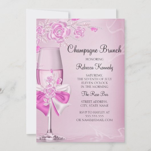 Jolie Rose Champagne Brunch Invitation (Devant)