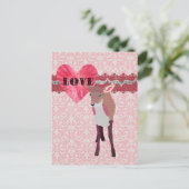 Jolie rose Fawn Love Damask Carte postale (Debout devant)