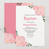 Jolie Rose fille Baptême Christening Invitation (Devant / Derrière)