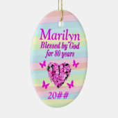 JOLIE ROSE FLORALE 80E ANNIVERSAIRE ORNEMENT PERSO (Droite)