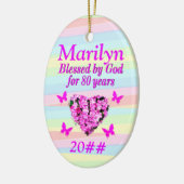 JOLIE ROSE FLORALE 80E ANNIVERSAIRE ORNEMENT PERSO (Gauche)