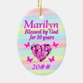 JOLIE ROSE FLORALE 80E ANNIVERSAIRE ORNEMENT PERSO (Dos)