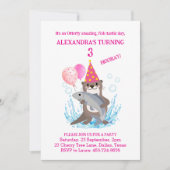 Jolie Rose Girl Sea Otter Invitation Anniversaire (Devant)