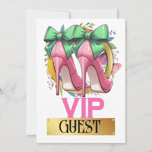 Jolie rose hauts talons VIP Invitation invité (Devant)