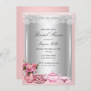 Jolie Rose High Tea nuptiale Invitation douche