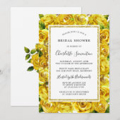 Jolie Rose Jaune Floral Douche nuptiale Invitation (Devant / Derrière)