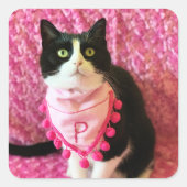 Jolie rose pêche les Stickers Tuxedo Cat (Devant)