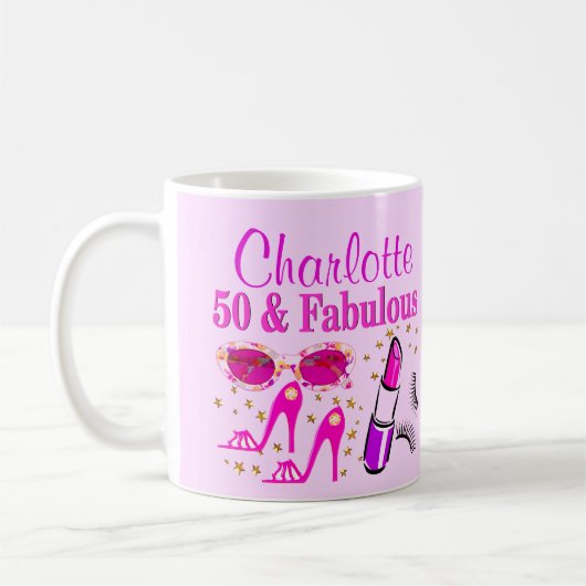 JOLIE ROSE PERSONNALISÉE 50E ANNIVERSAIRE MUG (Gauche)