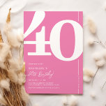 Jolie rose Quarante-Anniversaire Invitations<br><div class="desc">Voici une invitation à la fête du 40e anniversaire rose et blanc, qui allie harmonieusement le charme de l'ancien au caractère audacieux de la police serif numéro '40' avec un modèle moderne et convivial. Cette invitation n'est pas seulement une carte, c'est un souvenir significatif de chérir le jalon de l'âge...</div>