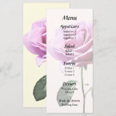 Jolie Rose Rose Avec Menu Mariage Feuille (Devant / Derrière)