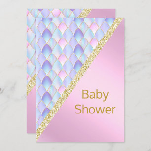 JOLIE ROSE Sirène BABY SHOWER INVITATION Or