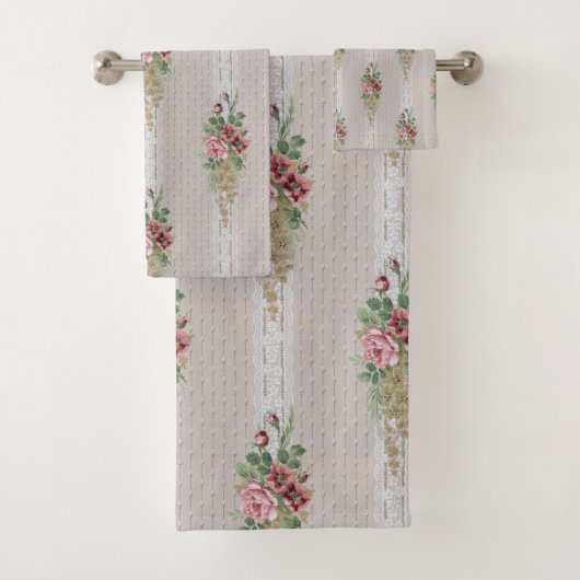 Jolie roses roses victoriennes et dentelle blanche (En situation)