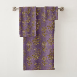 Jolie salle de bain violette Faux Gold Élégante