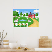 jolie salle pour enfants ferme Poster (Cuisine)
