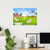 jolie salle pour enfants ferme Poster (Bureau à domicile)