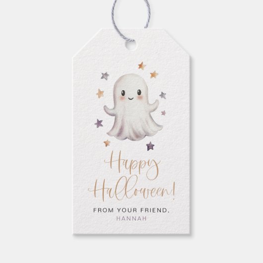 JOLIE Schattige Ghost Boho-sterren Happy Halloween Cadeaulabel (Voorkant)