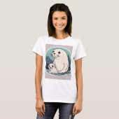 "Jolie Seal mère et bébé design T-shirt - Adorab (Devant entier)