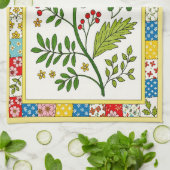 Jolie serviette à fleurs à motifs. (Plié)