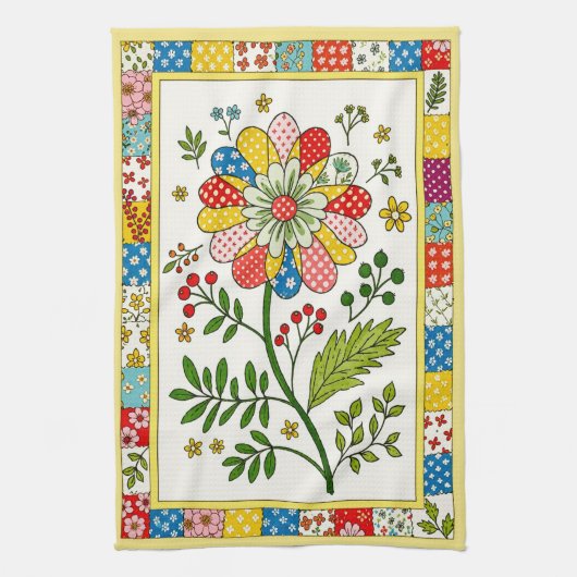 Jolie serviette à fleurs à motifs. (Vertical)