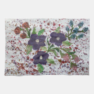 Jolie serviette à thé florale aquarelle
