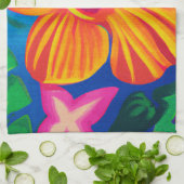 Jolie serviette de cuisine en hibiscus orange (Plié)