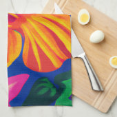 Jolie serviette de cuisine en hibiscus orange (Quart Plié)