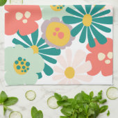 Jolie serviette de cuisine fleurie abstraite (Plié)