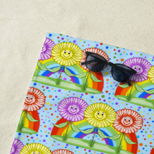 Jolie serviette de plage aux fleurs