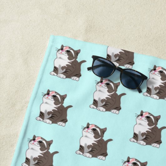 Jolie serviette de plage de chats (En situation)