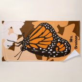 Jolie serviette de plage papillon Monarch Mme nom (Devant)