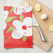 Jolie serviette de thé à imprimer rouge et blanc (Quart Plié)