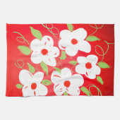 Jolie serviette de thé à imprimer rouge et blanc (Horizontal)