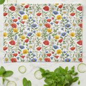 Jolie serviette de thé colorée fleur sauvage (Plié)