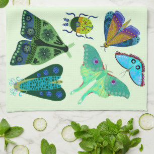 Jolie serviette de thé de cuisine papillon et papi