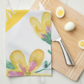 Jolie serviette de thé en coton floral aquarelle (Quart Plié)