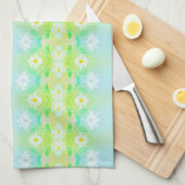 Jolie Serviette De Thé Imprimé Vert Et Turquoise (Quart Plié)