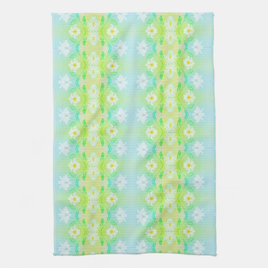 Jolie Serviette De Thé Imprimé Vert Et Turquoise (Vertical)