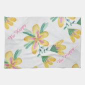 Jolie serviette de thé jaune et rose (Horizontal)