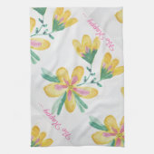 Jolie serviette de thé jaune et rose (Vertical)